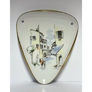 Alka Kunst Porcelain Plate Rialto Triangular Wall Hanging 22K Bavaria